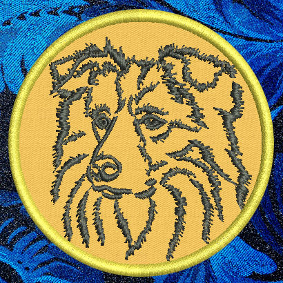 Border Collie Portrait #1 - 4" Medium Embroidery Patch - Click Image to Close