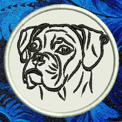 Boxer Portrait #1 - 3" Small Embroidery Patch - Click Image to Close