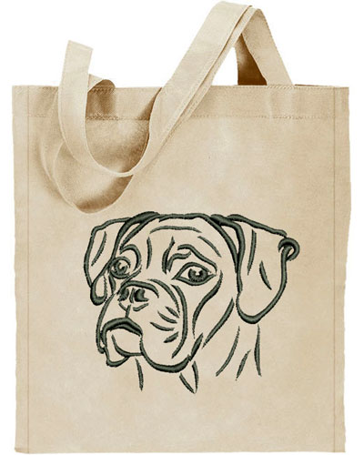 Boxer Portrait #1 Embroidered Tote Bag #1 - Click Image to Close
