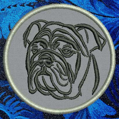 Bulldog Portrait #1 - 6" Large Embroidery Patch - Click Image to Close