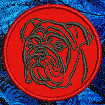 Bulldog Portrait #1 - 4" Medium Embroidery Patch - Click Image to Close