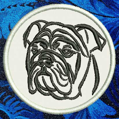 Bulldog Portrait #1 - 8" Extra Large Embroidery Patch - Click Image to Close