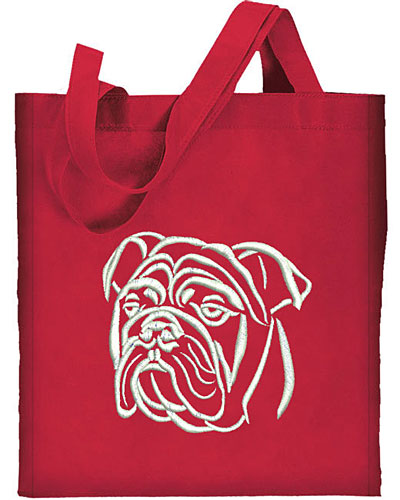 Bulldog Portrait #1 Embroidered Tote Bag #1 - Click Image to Close