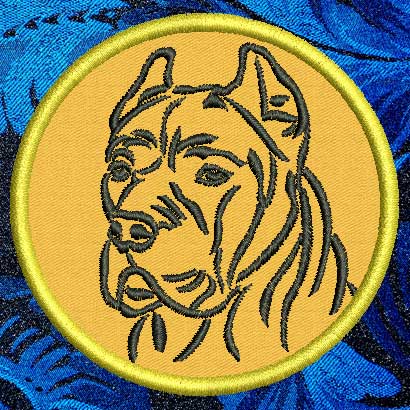 Cane Corso Italian Mastiff Portrait #1 - 4" Medium Emb Patch - Click Image to Close