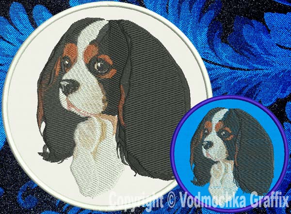 Cavalier Spaniel BT3412 - 8" Extra Large Embroidery Patch - Click Image to Close