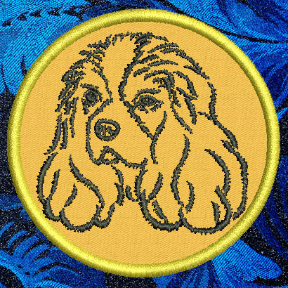Cavalier Spaniel Portrait #1 - 4" Medium Embroidery Patch - Click Image to Close