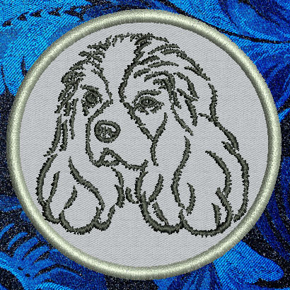 Cavalier Spaniel Portrait #1 - 4" Medium Embroidery Patch - Click Image to Close