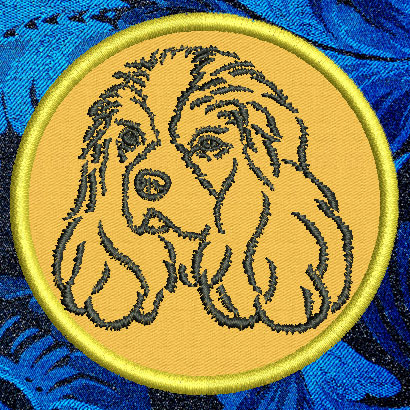 Cavalier Spaniel Portrait #1 - 3" Small Embroidery Patch - Click Image to Close