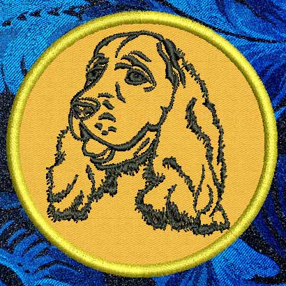 Cocker Spaniel Portrait #1 - 3" Small Embroidery Patch - Click Image to Close