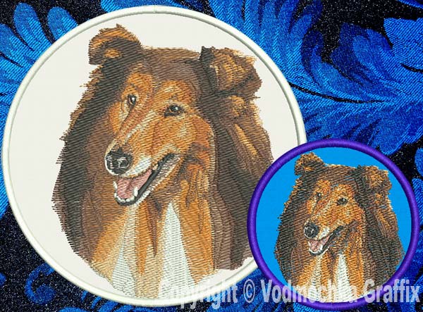Collie BT2492 - 7" Extra Large Embroidery Patch - Click Image to Close