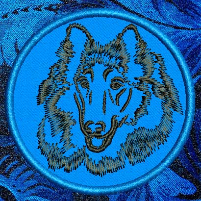 Collie Portrait #1 - 3" Small Embroidery Patch - Click Image to Close