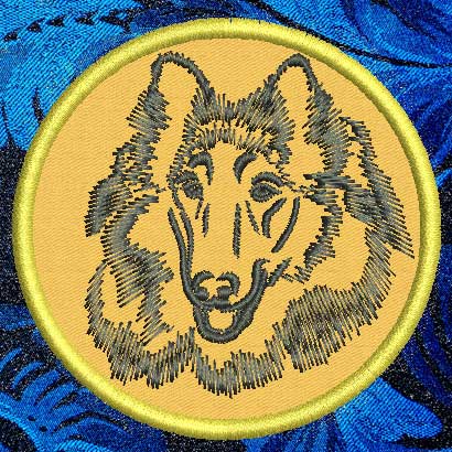 Collie Portrait #1 - 3" Small Embroidery Patch - Click Image to Close