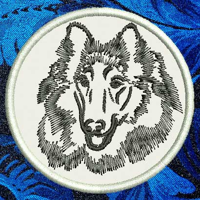 Collie Portrait #1 - 4" Medium Embroidery Patch - Click Image to Close