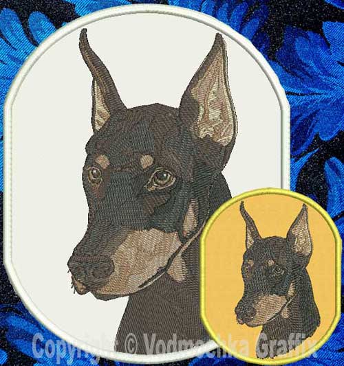 Doberman BT2392 - 8" Extra Large Embroidery Patch - Click Image to Close