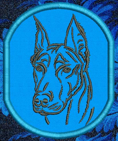 Doberman Portrait #1 - 3" Small Embroidery Patch - Click Image to Close