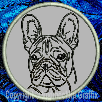 French Bulldog Portrait #1A - 4" Medium Embroidery Patch - Click Image to Close