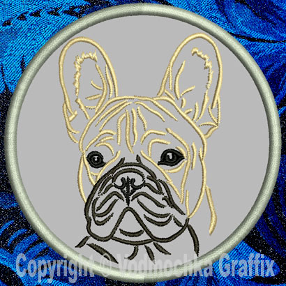 French Bulldog Portrait #1B - 3" Small Embroidery Patch - Click Image to Close