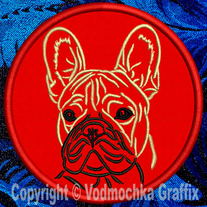 French Bulldog Portrait #1B - 3" Small Embroidery Patch - Click Image to Close