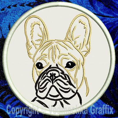 French Bulldog Portrait #1B - 3" Small Embroidery Patch - Click Image to Close