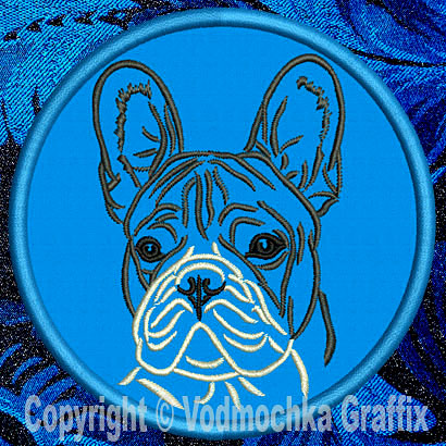 French Bulldog Portrait #1D - 3" Small Embroidery Patch - Click Image to Close