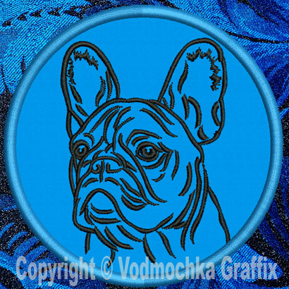 French Bulldog Portrait #2A - 4" Medium Embroidery Patch - Click Image to Close