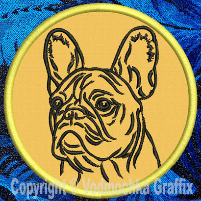 French Bulldog Portrait #2A - 4" Medium Embroidery Patch - Click Image to Close
