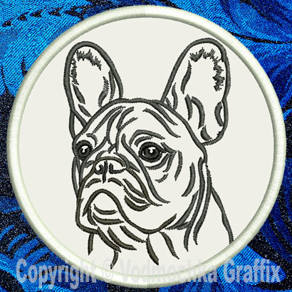 French Bulldog Portrait #2A - 3" Small Embroidery Patch - Click Image to Close