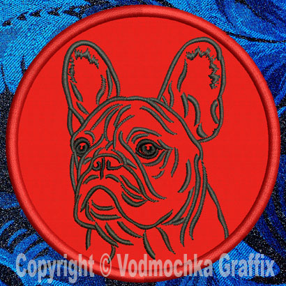 French Bulldog Portrait #2A - 3" Small Embroidery Patch - Click Image to Close