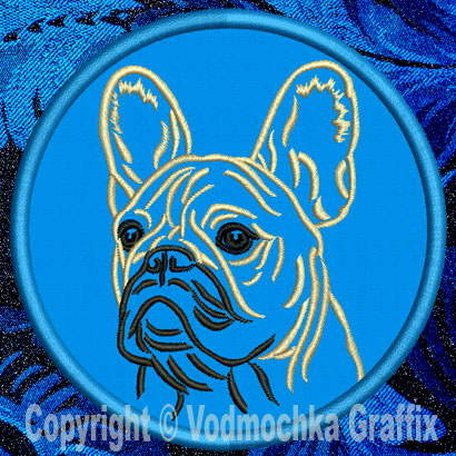 French Bulldog Portrait #2B - 4" Medium Embroidery Patch - Click Image to Close