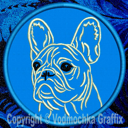 French Bulldog Portrait #2C - 4" Medium Embroidery Patch - Click Image to Close