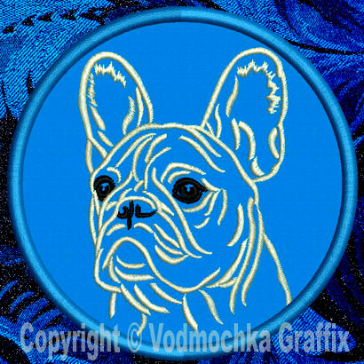 French Bulldog Portrait #2C - 3" Small Embroidery Patch - Click Image to Close