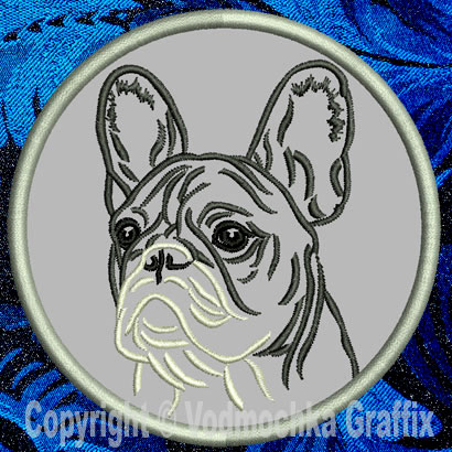 French Bulldog Portrait #2D - 4" Medium Embroidery Patch - Click Image to Close