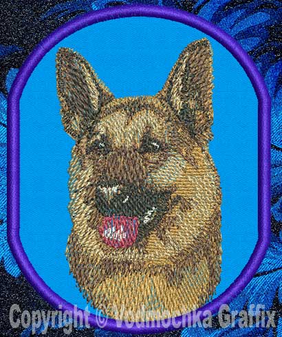 German Shepherd Portrait BT1588 - 4" Medium Embroidery Patch - Click Image to Close
