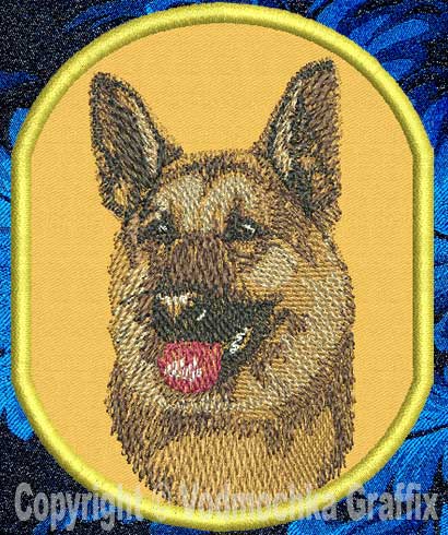 German Shepherd Portrait BT1588 - 8" Extra L Embroidery Patch - Click Image to Close