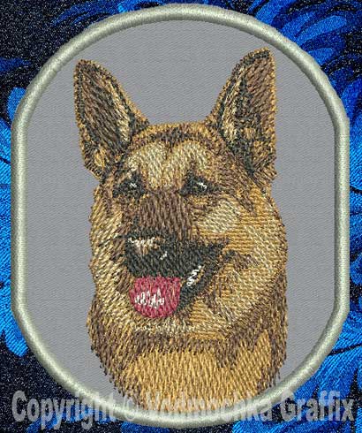German Shepherd Portrait BT1588 - 4" Medium Embroidery Patch - Click Image to Close