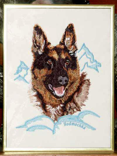 German Shepherd High Definition Portrait #1 on Canvas 9X12 - Click Image to Close