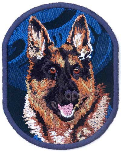 German Shepherd HD Portrait #1 - 4" Embroidery Patch - Click Image to Close