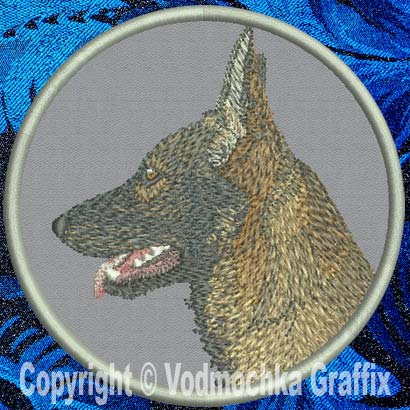 German Shepherd HD Profile #2 - 4" Medium Embroidery Patch - Click Image to Close
