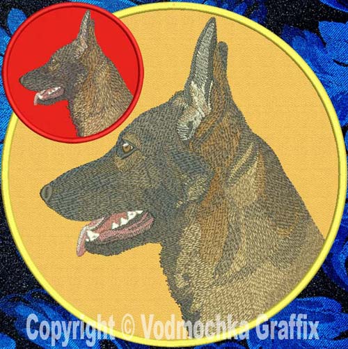 German Shepherd HD Profile #2 - 8" Extra Large Embroidery Patch - Click Image to Close