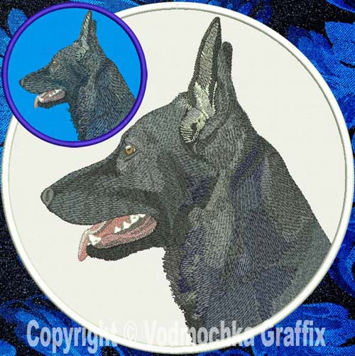 German Shepherd HD Profile #3 - 4" Medium Embroidery Patch - Click Image to Close