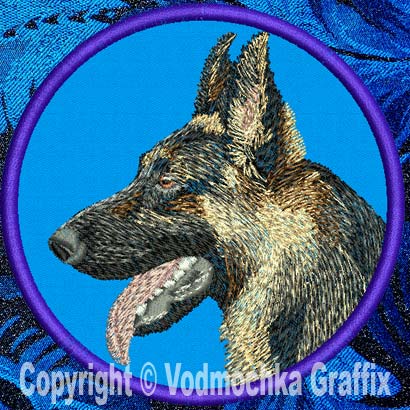 German Shepherd HD Profile #5 - 8" Extra Large Embroidery Patch - Click Image to Close