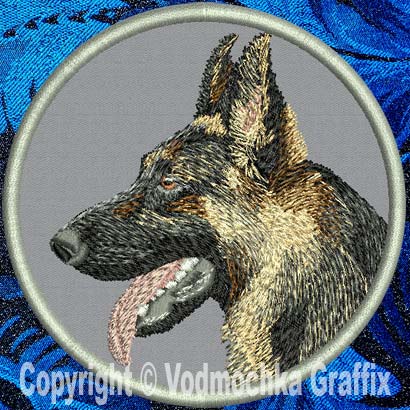 German Shepherd HD Profile #5 - 6" Large Embroidery Patch - Click Image to Close