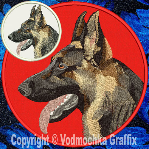 German Shepherd HD Profile #5 - 6" Large Embroidery Patch - Click Image to Close