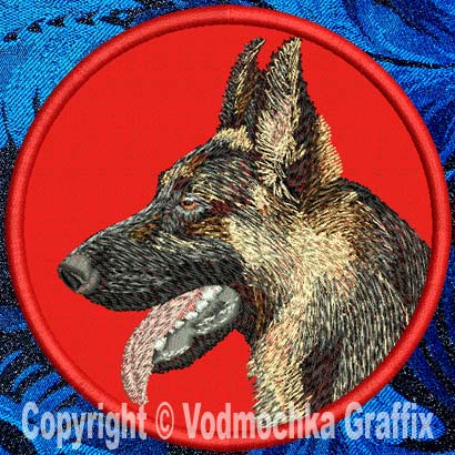 German Shepherd HD Profile #5 - 6" Large Embroidery Patch - Click Image to Close