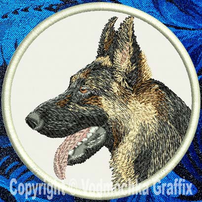 German Shepherd HD Profile #5 - 8" Extra Large Embroidery Patch - Click Image to Close