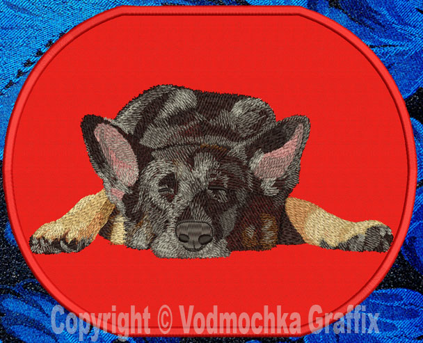 German Shepherd Sleeping HD #1 10" Double Extra Embroidery Patch - Click Image to Close