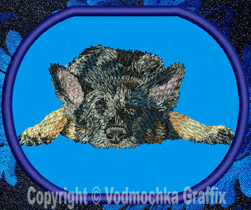 German Shepherd Sleeping HD #1 - 6" Large Embroidery Patch - Click Image to Close