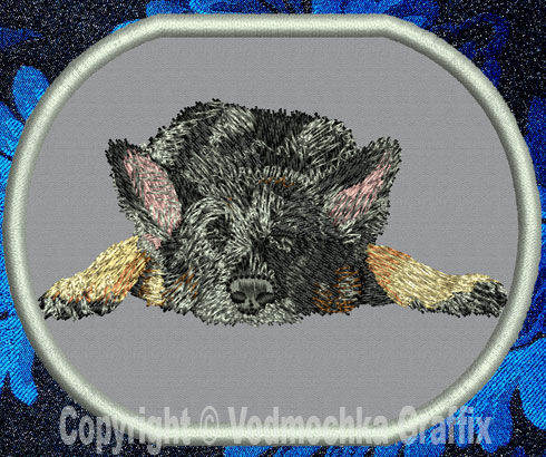 German Shepherd Sleeping HD #1 - 4" Embroidery Patch - Click Image to Close