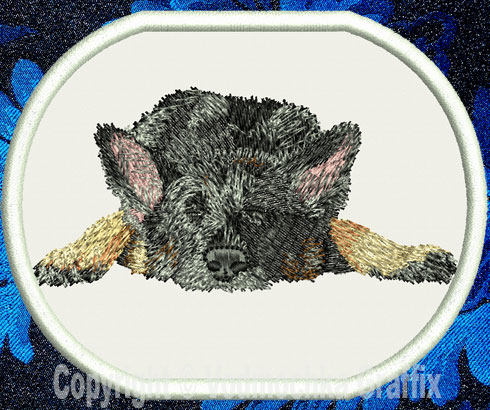 German Shepherd Sleeping HD #1 - 6" Large Embroidery Patch - Click Image to Close