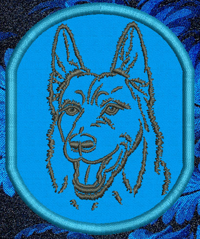 German Shepherd Portrait #2 - 4" Medium Embroidery Patch - Click Image to Close